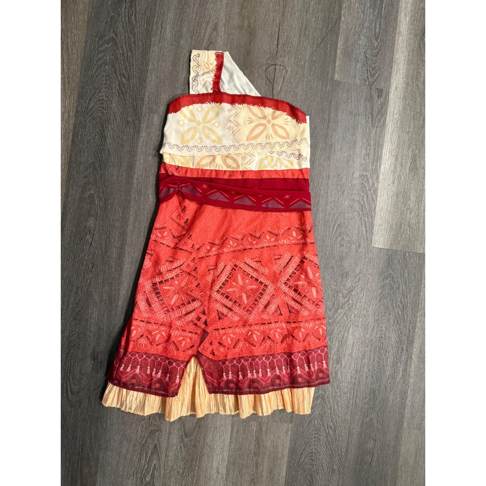 Disney Moana Girls Costume Dress Red One Shoulder Size Medium 7-8 171099K - Picture 2 of 5